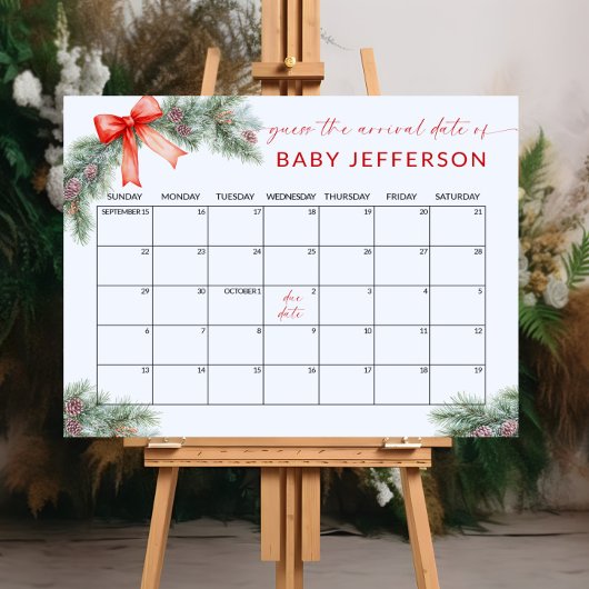 Kerst Baby shower Guess Vervaldatum Kalender Poster
