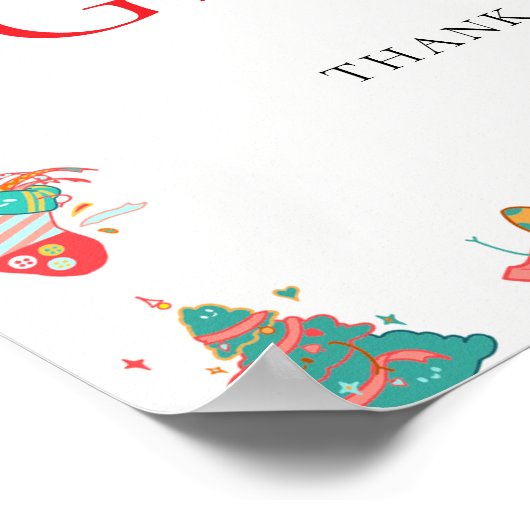 Kerst Baby shower Kaarten en geschenken teken Poster (Hoek)