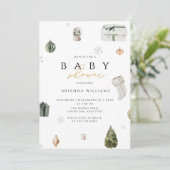 Kerst Baby shower Kerstwinter Kaart (Staand voorkant)