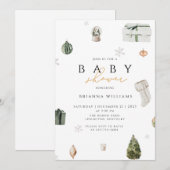 Kerst Baby shower Kerstwinter Kaart (Voorkant / Achterkant)