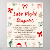 Kerst Baby Shower Late Night Luier Poster (Voorkant)