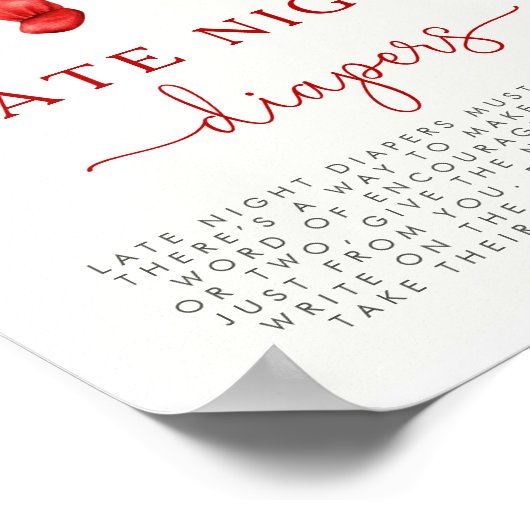 Kerst Baby shower Late Night Luiers Spelbord Poster (Hoek)