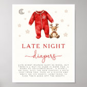 Kerst Baby shower Late Night Luiers Spelbord Poster (Voorkant)