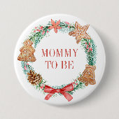 Kerst Baby shower Mama to be Ronde Button 7,6 Cm (Voorkant)