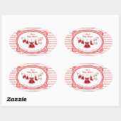 kerst-Baby shower | Santa Kleding Rood & Wit Ovale Sticker (Vel)