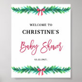 Kerst Baby shower Welkom Teken Poster (Voorkant)