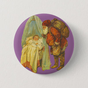 Kerst Baby Sinterklaas Vintage Ronde Button 5,7 Cm