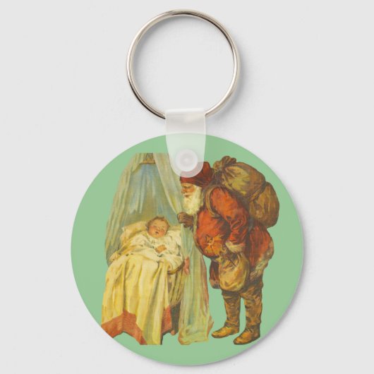 Kerst Baby Sinterklaas Vintage Sleutelhanger (Voorkant)
