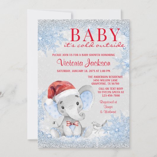 Kerst babyborrel voor jongen kaart (Voorkant)