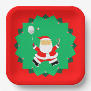 Kerst Badminton Papieren Bordje