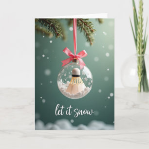 Kerst Badminton Sneeuw Kaart