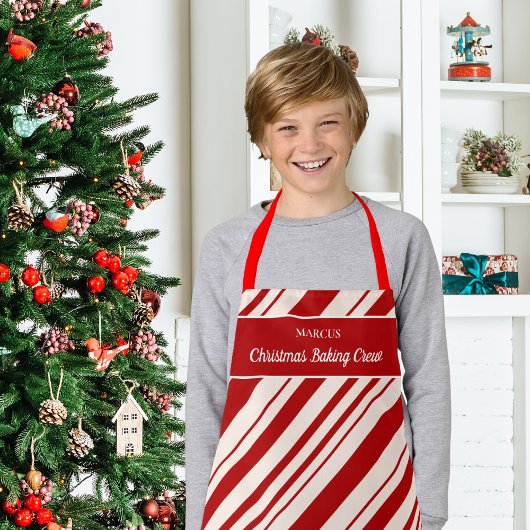 Kerst bakken Crew Candy Cane Monogram Schort