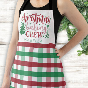 Kerst Bakken Crew Naam Red Green Plaid Schattige Schort