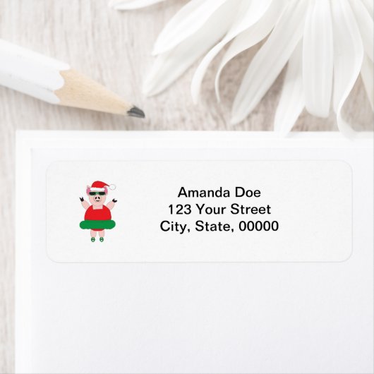 Kerst Ballet Pig Retouradres Personaliseren Etiket (Insitu)