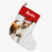 Kerst Basenji Hond Naam Woof Grote Kerstsok (Voorkant (Hangend))