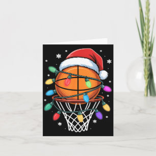 Kerst Basketbal Kerstman Hoed Xmas Licht Basketbal Kaart