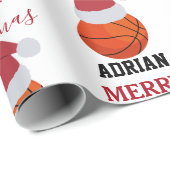 Kerst Basketbal Sport Ball Aangepaste naam Cadeaupapier (Rol Hoek)