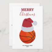 Kerst Basketbal Sport Ball Aangepaste naam Feestdagenkaart (Voorkant / Achterkant)