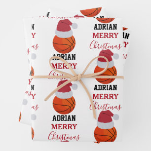 Kerst Basketbal Sport Ball Aangepaste naam Inpakpapier Vel