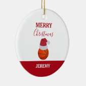 Kerst Basketbal Sport Ball Aangepaste naam Keramisch Ornament (Rechts)