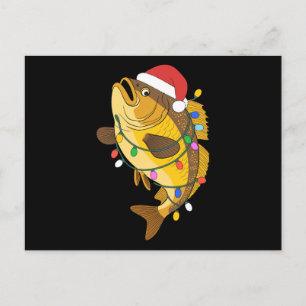 Kerst Bass Vis Santa Hoed Lichten Vissen Xmas Feestdagenkaart