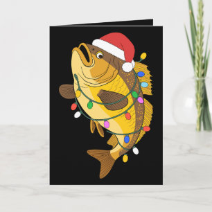 Kerst Bass Vis Santa Hoed Lichten Vissen Xmas Kaart
