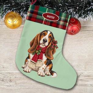 Kerst Basset Hound Hond Geruite Rand Grote Kerstsok