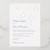 Kerst Bauble Ornamenten IJsblauw Bruiloft Zilver Folie Uitnodiging (Voorkant)