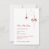 Kerst Bauble Ornamenten Winter Rode bruiloft Save The Date (Voorkant)