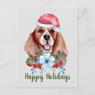 Kerst Beagle Aquarel Aanpasbaar Feestdagenkaart