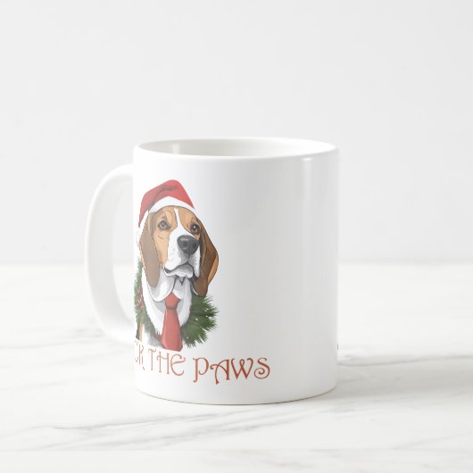 Kerst Beagle Deck de poten Koffiemok (Voorkant links)