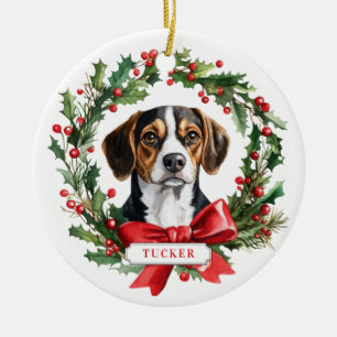 Kerst Beagle Dog Keramische Cirkel Ornament