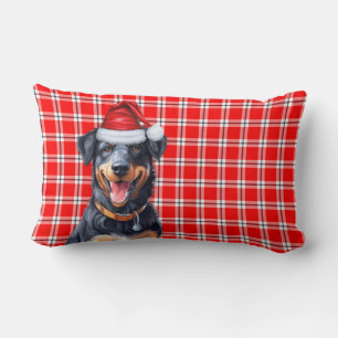 Kerst Beauceron Hond Red Plaid Vakantie Kussen