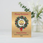 Kerst Bedrijf Logo Feestdagen Wensen Briefkaart (Staand voorkant)