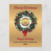 Kerst Bedrijf Logo Feestdagen Wensen Briefkaart (Voorkant)