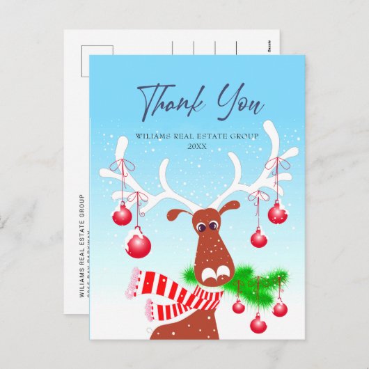 Kerst bedrijfs bedankt vakantie feestdagenkaart (Voorkant / Achterkant)