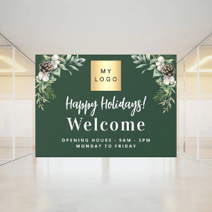 Kerst bedrijfslogo welkom openingsuren raamsticker