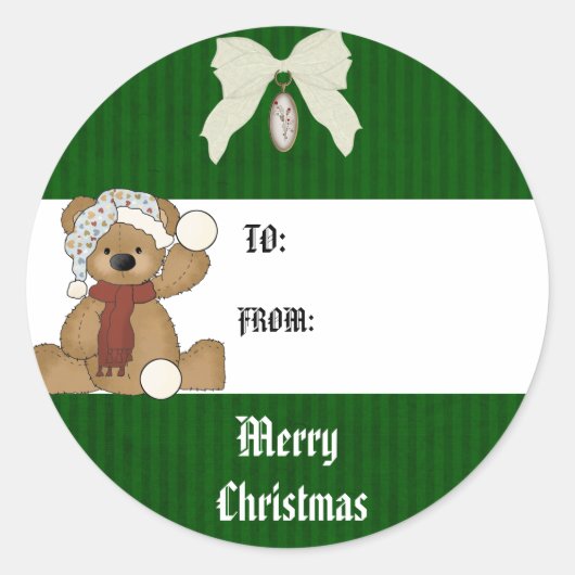 Kerst Beer cadeau label (Voorkant)