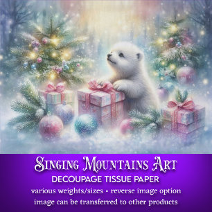 Kerst Beer Cub & Cadeaus in Woodland Decoupage Tissuepapier