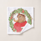 Kerst Beer en krans Bad Handdoek (Wasdoekje)
