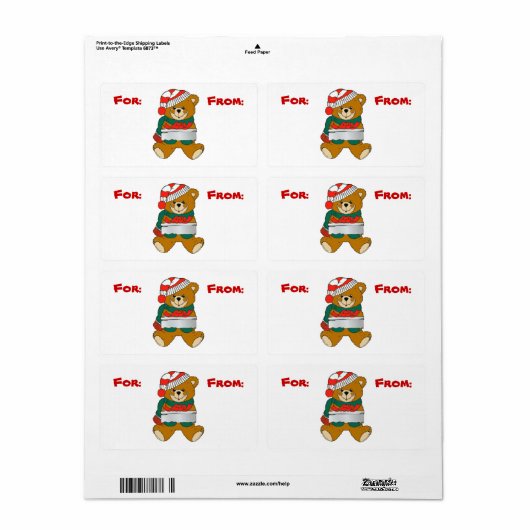 Kerst Beer Gift Label Label (Full Sheet)