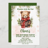 Kerst Beer Jongen Verjaardagsfeest Kaart (Voorkant / Achterkant)
