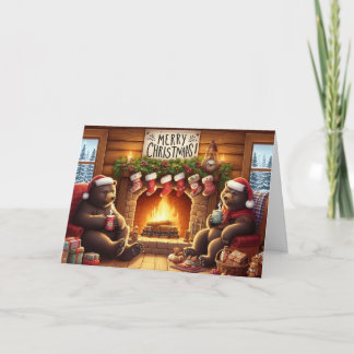 Kerst Beer Kerst wenskaarten. Feestdagen Kaart