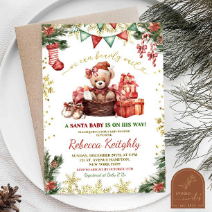 Kerst Beer Meisje Santa Baby shower Kaart