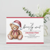 Kerst Beer Waterverf Bearly Wait Baby shower Kaart (Staand voorkant)