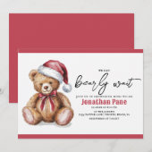 Kerst Beer Waterverf Bearly Wait Baby shower Kaart (Voorkant / Achterkant)