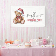 Kerst Beer Waterverf Bearly Wait Baby shower
