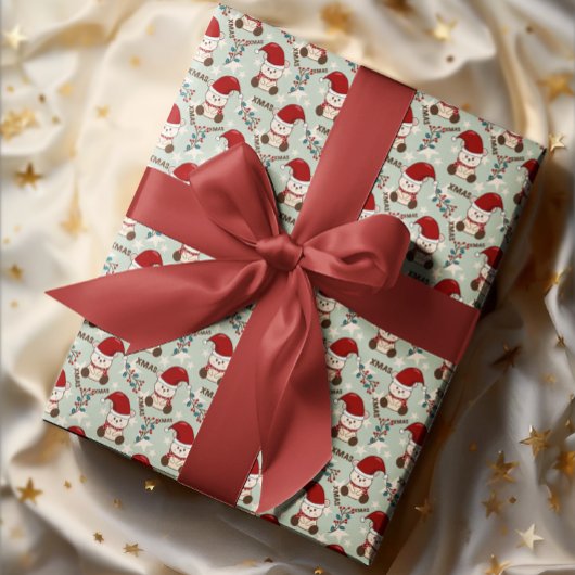 Kerst Beer Wrapping Papier set van 3 Inpakpapier Vel