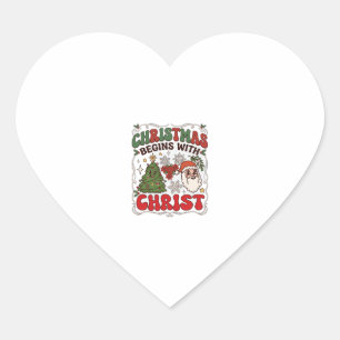 Kerst begint Christus Kerstman Boom Sneeuwvlok Hart Sticker