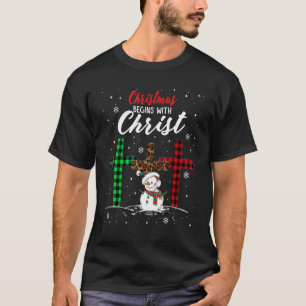 Kerst begint met Christus kostuum Xmas mannen vrou T-shirt